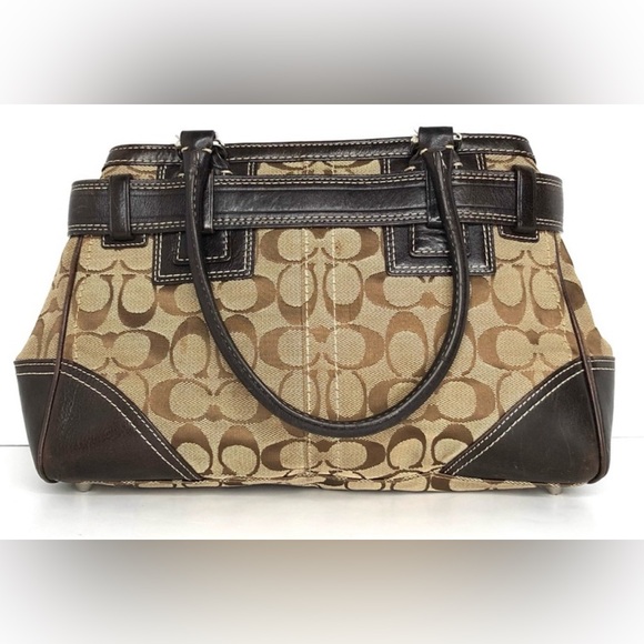 Coach Signature Hampton Canvas Jacquard Satchel Shoulder Bag Handbag Tote $500 - Picture 3 of 16